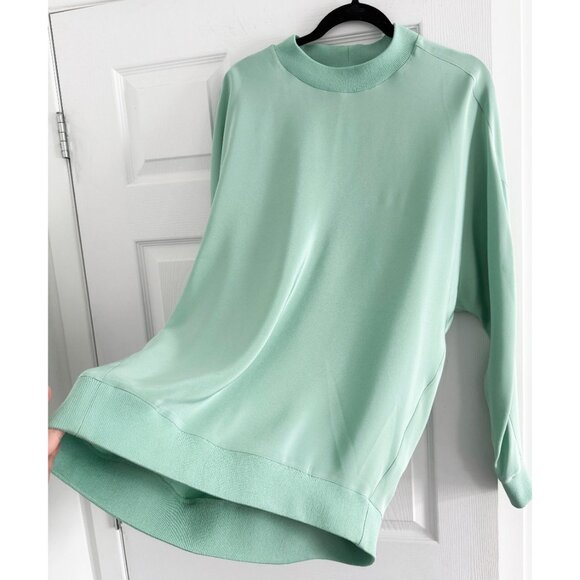 Tibi 4-Ply Silk Silk Crewneck Eased Out Top in "Mint", size 12 - Picture 3 of 11